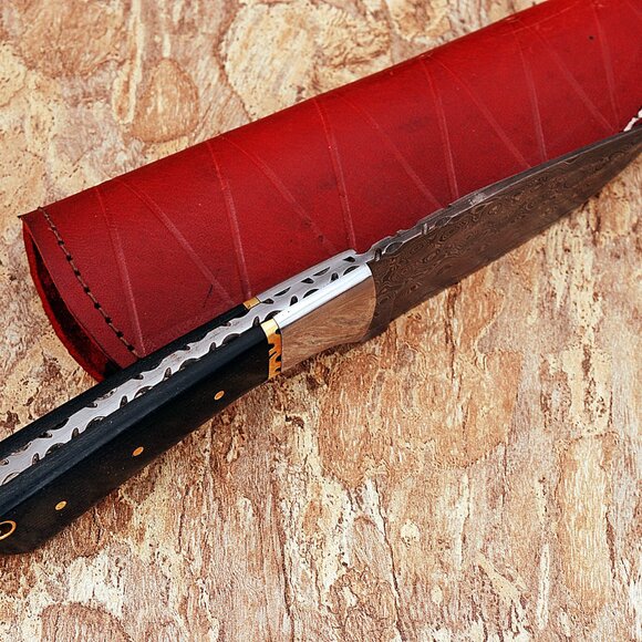 Kitchen Knife Rain Drop Pattern cooking Knife Wood Handle Food  Knife NEW - Picture 4 of 5